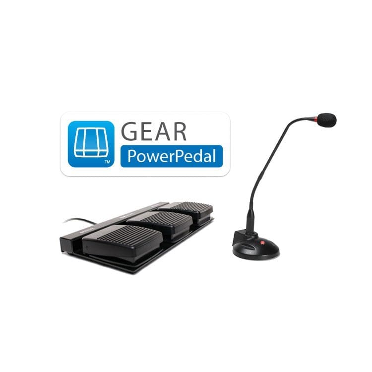 Gear PowerPedal Foot Pedal Control for Handsfree Dictation Bundle