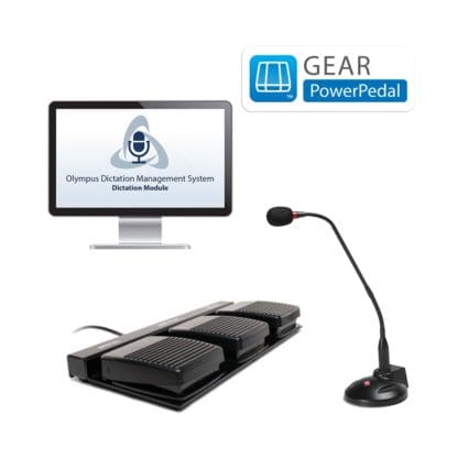 Gear PowerPedal Non Waterproof Foot Pedal Control w/ Olympus Dictation Management System Software