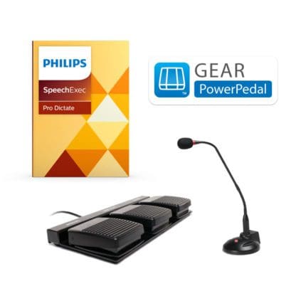 Gear PowerPedal Non Waterproof Foot Pedal Control w/ Philips Speechexec Pro Dictate Software